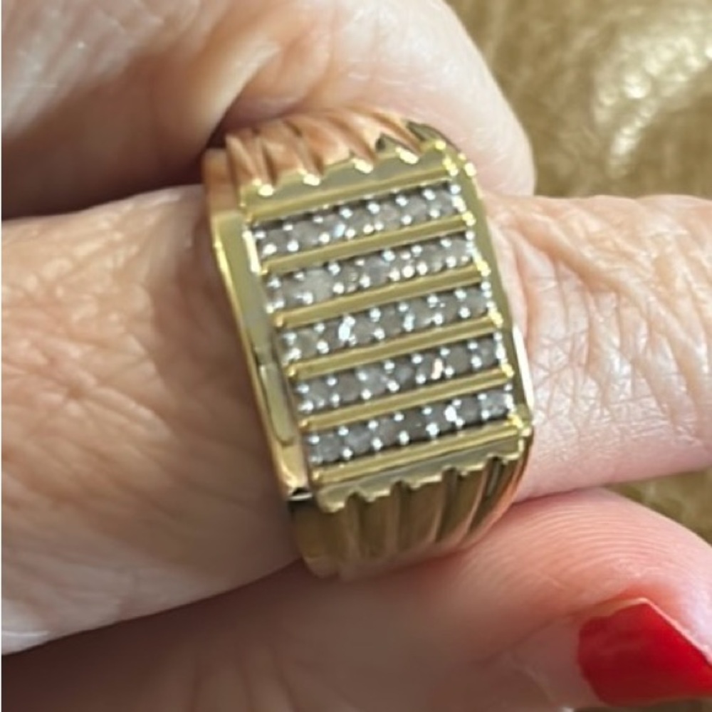 NWT JTV Men’s White Diamond .50CTW & 14K yellow gold over sterling Size 11